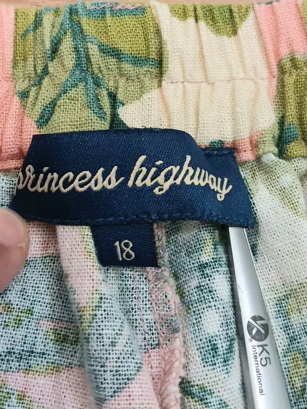 Princess Highway Monstera Linen Blend Wide Leg Pants Pink Green Tropical Sz 18 - Picture 7 of 10